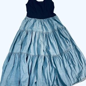 Vintage Blue Tiered Ruffled Sundress
